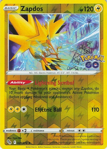 Zapdos 029 078 rare pokemon - 029/078,